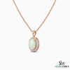 Natural Oval Opal Pendant with Diamond Halo Pendant for Women