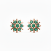 Natural Emerald Floral Starburst Stud Earrings in 14K Gold Earrings in 14k Solid Gold