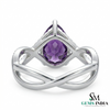 Pear Cut Amethyst Infinity Twist Ring - February birthstone ring