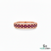 Luxury Round Natural Ruby Diamond Eternity Band for Women Eternity Ring for Her