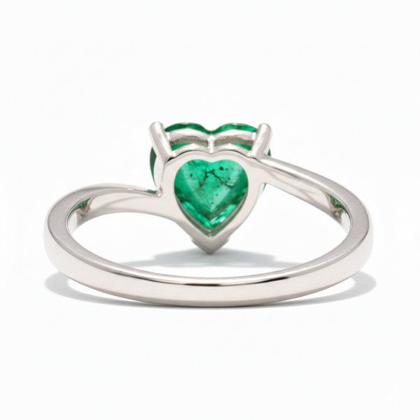 Heart Shape Natural Emerald Ring – Minimalist Solitaire Emerald Promise Ring