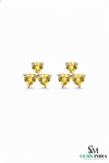 Three-Stone Heart NaturalCitrine Stud Earrings