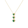 Triple Heart Design Round Natural Emerald Pendant in 14k Gold Romantic May Birthstone Gift