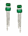 4.30 carat Emerald cut Emerald Natural Emerald And Diamond Dangle Earrings in 14k Gold