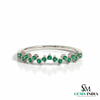 Round Curved Cluster Natural Emerald Band Fine Jewelry Statement Ring