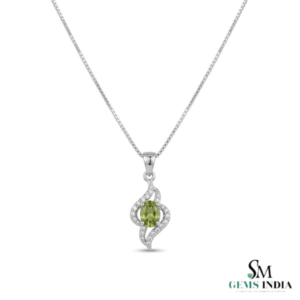 Oval Peridot Pendant With Diamond Accent – Luxury Fine Jewelry