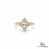 Marquise Aquamarine & Diamond Halo Ring - Promise Ring For Her