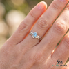 Round Aquamarine Gold Ring With Sculpted Double Band - Elegant Fine Jewelry Gift For Her