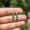 7.80 Ctw Dark Green Statement Large Zambian Emerald-Emerald Cut & Oval Cut Dangle Earrings 18K, Emerald Earrings, Oval Emerald Studs