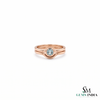 Round Aquamarine Gold Ring With Sculpted Double Band - Elegant Fine Jewelry Gift For Her