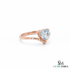 Heart Cut Aquamarine Diamond Accent Ring - Statement Jewelry For Her