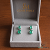 7.80 Ctw Dark Green Statement Large Zambian Emerald-Emerald Cut & Oval Cut Dangle Earrings 18K, Emerald Earrings, Oval Emerald Studs