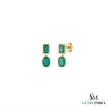 7.80 Ctw Dark Green Statement Large Zambian Emerald-Emerald Cut & Oval Cut Dangle Earrings 18K, Emerald Earrings, Oval Emerald Studs