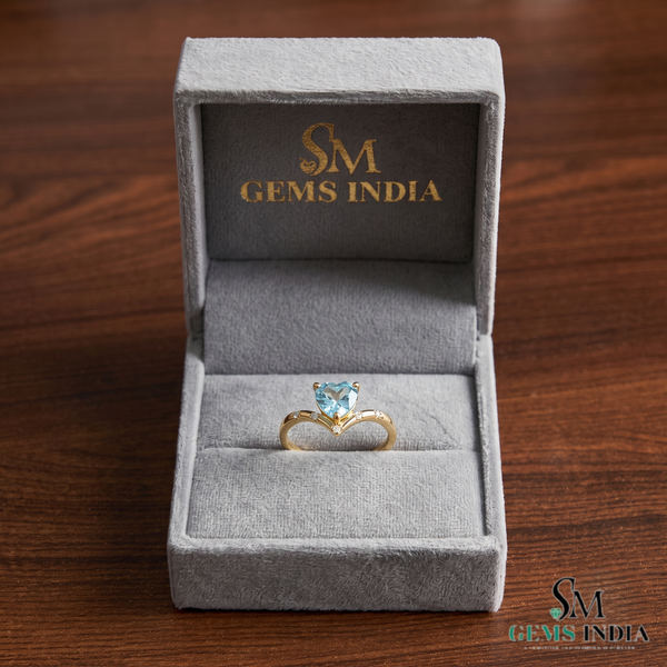 Heart Cut Aquamarine Diamond Accent Ring - Statement Jewelry For Her