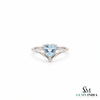 Heart Cut Aquamarine Diamond Accent Ring - Statement Jewelry For Her