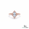 Marquise Aquamarine & Diamond Halo Ring - Promise Ring For Her