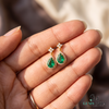 2.30 Carat Pear-Shaped Natural Emerald and Diamond Halo Drop Earrings in 18k Gold