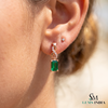 Emerald cut Natural Emerald and Diamond Twist Drop Earrings in 14K Gold Wedding Gift for her