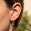 2.40 Carat Pear Shaped Natural Emerald Halo Earrings Fine Gold Drop Earrings for Women in 18k Gold