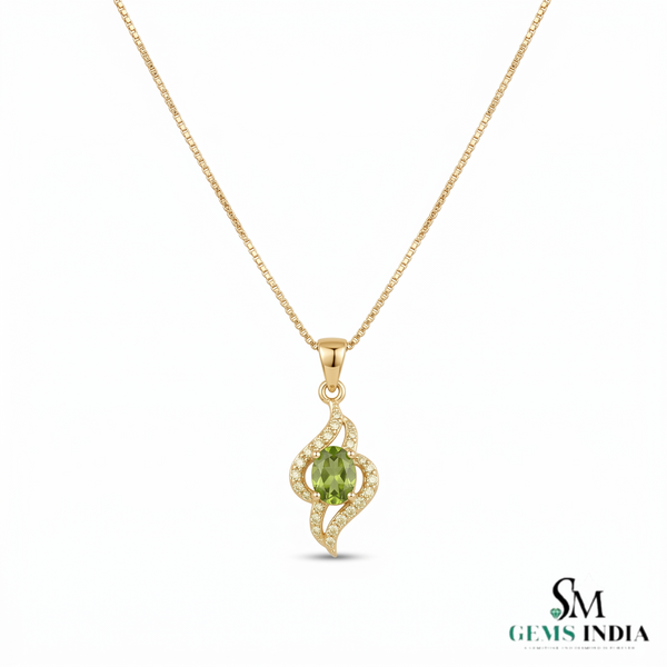 Oval Peridot Pendant With Diamond Accent – Luxury Fine Jewelry