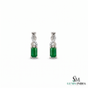 Emerald cut Natural Emerald and Diamond Twist Drop Earrings in 14K Gold Wedding Gift for her