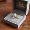 Marquise Aquamarine & Diamond Halo Ring - Promise Ring For Her