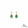 2.30 Carat Pear-Shaped Natural Emerald and Diamond Halo Drop Earrings in 18k Gold