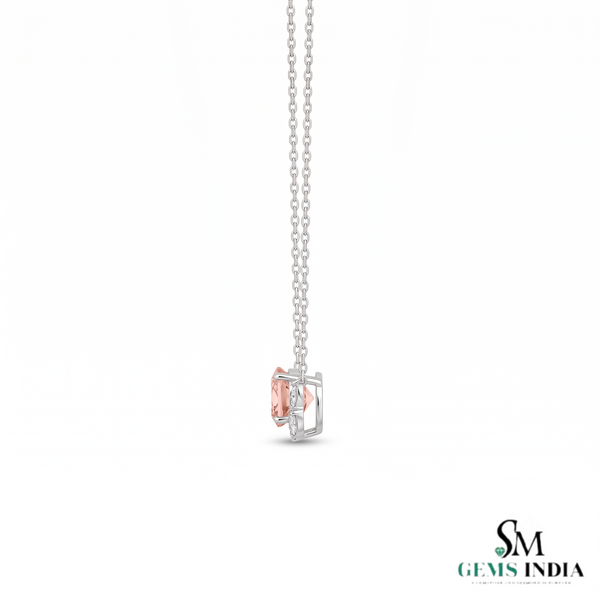 Oval Morganite Pendant with Diamond Accents – Jewelry Gift for Her