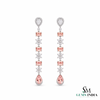 Morganite and Diamond Dangle Earrings –Elegant Bridal Jewelry