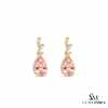 Natural Morganite Pear Cut Drop Earrings with Diamond Accents - Gemstone Jewelry Gift