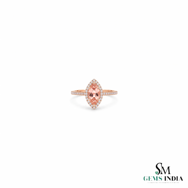 Morganite Marquise And Diamond Ring For Her - Engagement Ring