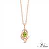 Natural Peridot Pear Cut Pendant with Diamond Halo – Elegant Gift for Her