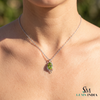 Natural Peridot Pear Cut Pendant with Diamond Halo – Elegant Gift for Her