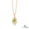 Natural Peridot Pear Cut Pendant with Diamond Halo – Elegant Gift for Her