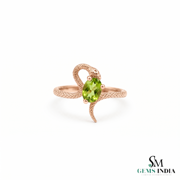 Doppelter Smaragd-Ring in offenem Design aus 14 Karat Gold – Band mit quadratisch und rund geschliffenen grünen Edelsteinen