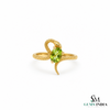 Doppelter Smaragd-Ring in offenem Design aus 14 Karat Gold – Band mit quadratisch und rund geschliffenen grünen Edelsteinen