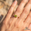 Emerald Cut Peridot Ring With Diamond Accents - Promise Ring For Her