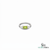 Emerald Cut Peridot Ring With Diamond Accents - Promise Ring For Her