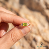 Emerald Cut Peridot Ring With Diamond Accents - Promise Ring For Her