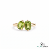 Dual Peridot Gemstone Ring With Oval & Emerald Cut Stones – Unique Fine Jewelry Gift For Her