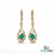 Modern Princess Cut Emerald Drop Earrings with Diamond Accents