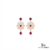 Statement Floral Natural Ruby Drop Earrings with Diamonds Party & Wedding Wear Earring