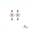 Statement Floral Natural Ruby Drop Earrings with Diamonds Party & Wedding Wear Earring