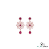 Statement Floral Natural Ruby Drop Earrings with Diamonds Party & Wedding Wear Earring