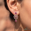 Statement Floral Natural Ruby Drop Earrings with Diamonds Party & Wedding Wear Earring