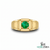 Round Cut Green Emerald Signet Ring - Modern Minimalist Fine Jewelry Gift