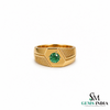 Round Cut Emerald Statement Band - Men’s Green Emerald Signet Ring