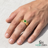 Round Cut Emerald Statement Band - Men’s Green Emerald Signet Ring