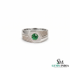 Round Cut Emerald Statement Band - Men’s Green Emerald Signet Ring