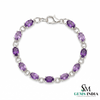 Natural Oval Amethyst Link Bracelet – Anniversary Gift for Her